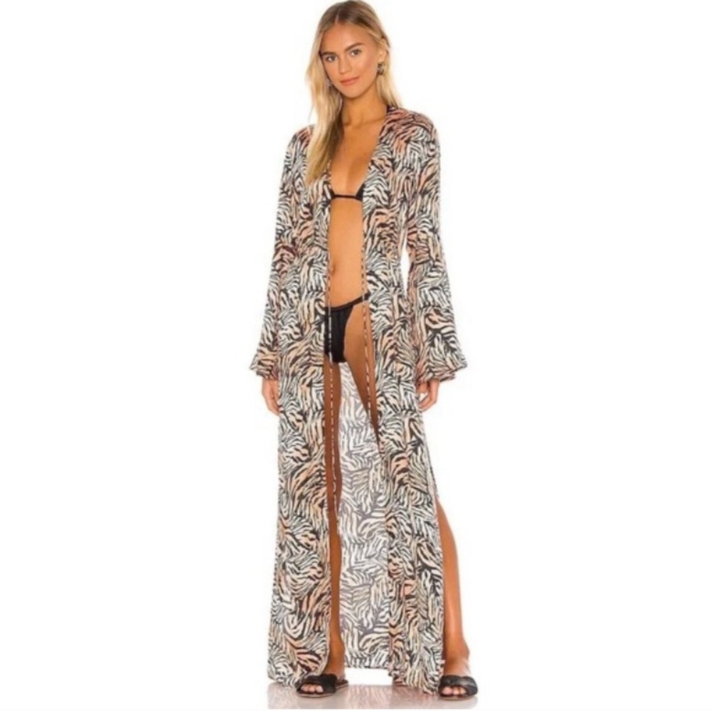 Tori Praver Cassandra Tiger Kimono bell sleeve Swim Swimsuit Cover Up NWT print